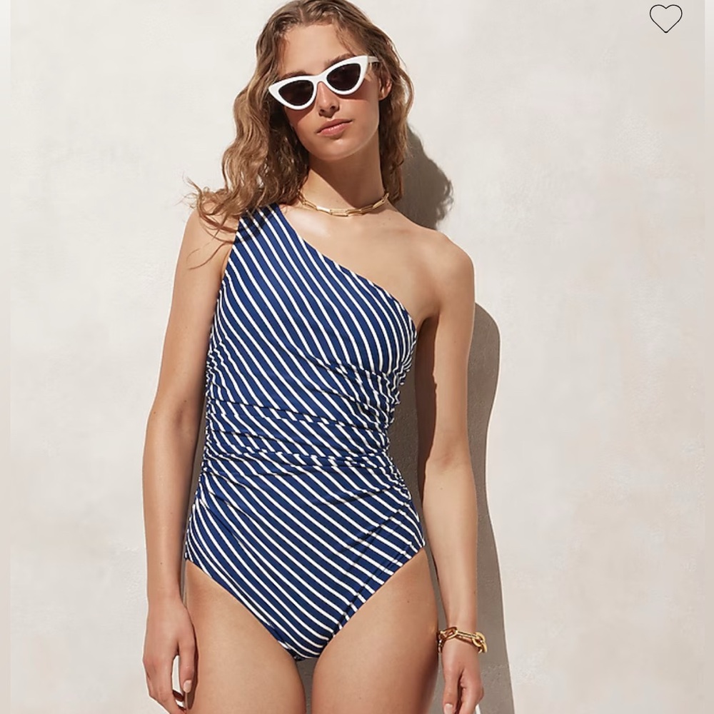 J.Crew blue and white striped swimsuit